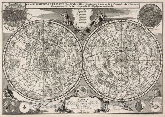 Historic Map : World Atlas Map, Planispheres Celeste. 1702 - Vintage Wall Art