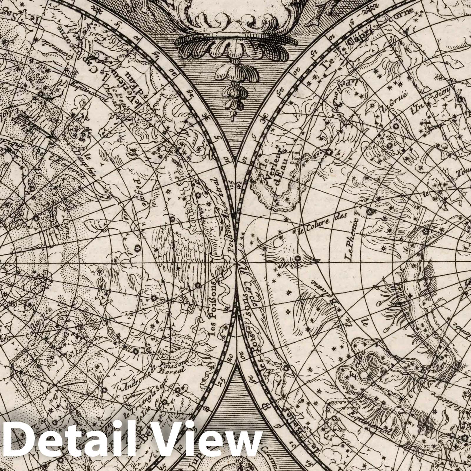 Celestial Map - Northern Hemisphere, 1702 - Historical Map Print