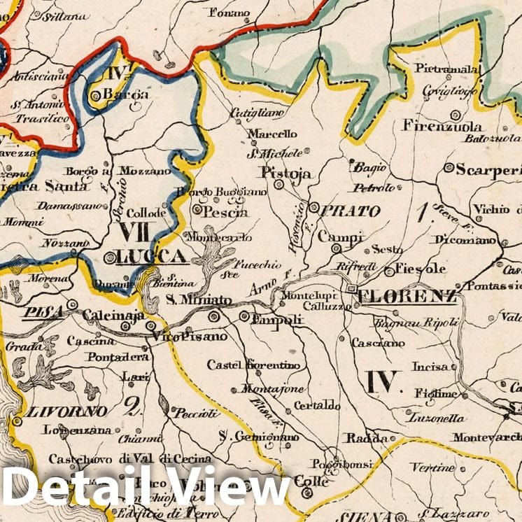 Tuscany, Modena, Parma, and Lucca, Italy 1829 Historical Map Print