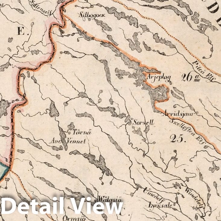 Northern Sweden and Norway - Boundary Map, 1825 - Historical Map Print