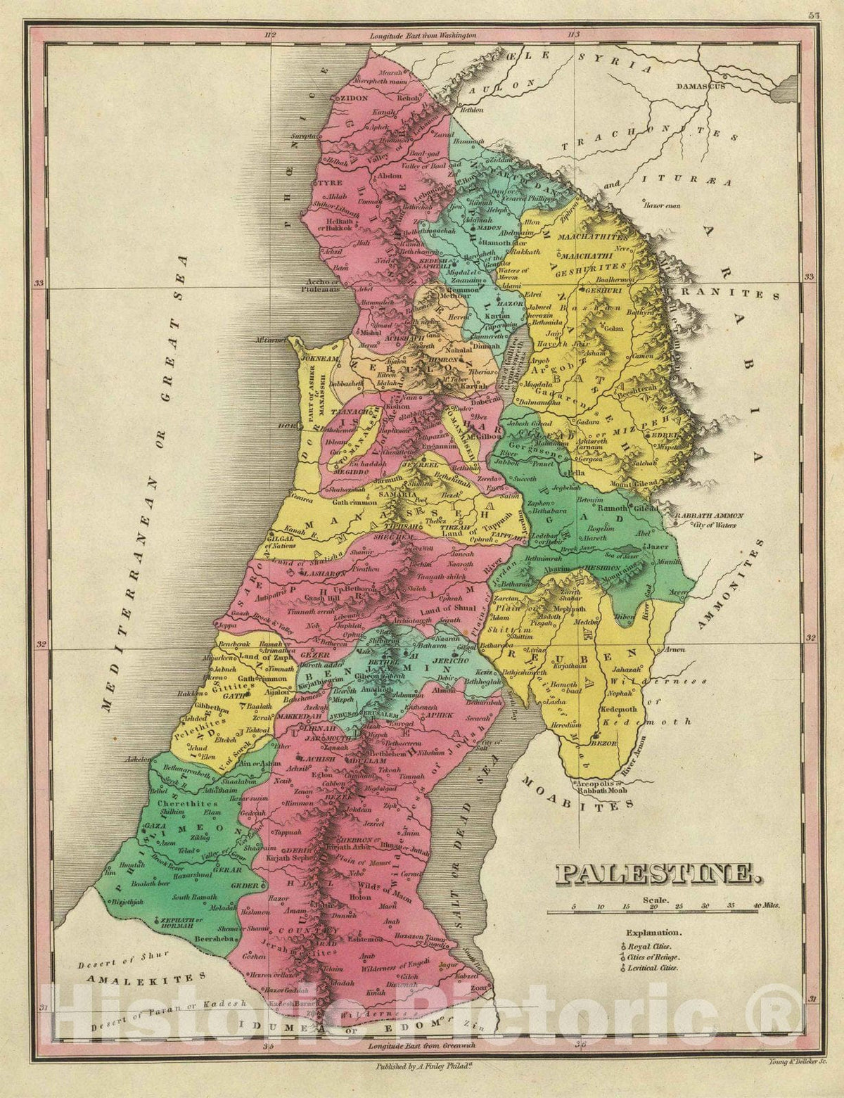 Historic Map : Classical Atlas Map, Palestine. 1831 - Vintage Wall Art