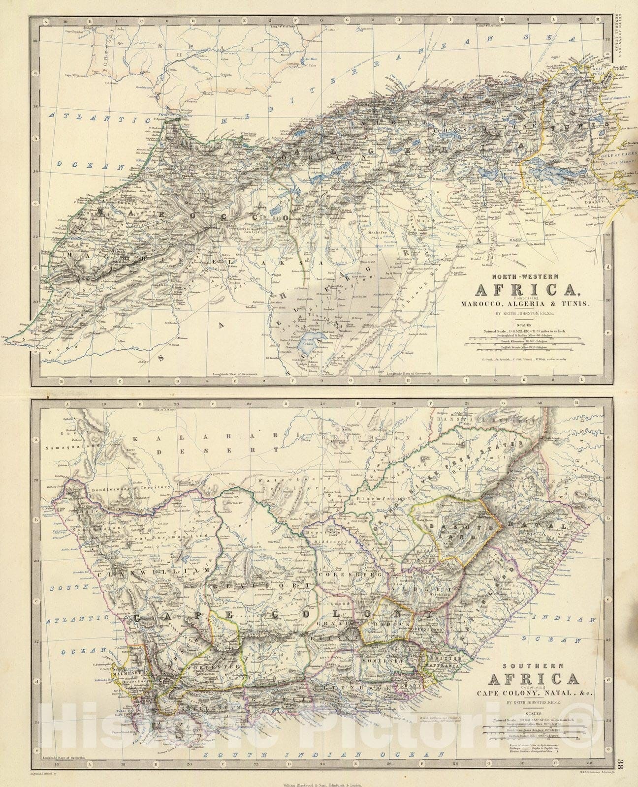 Historic Map : World Atlas Map, Africa, NW, S. 1861 - Vintage Wall Art