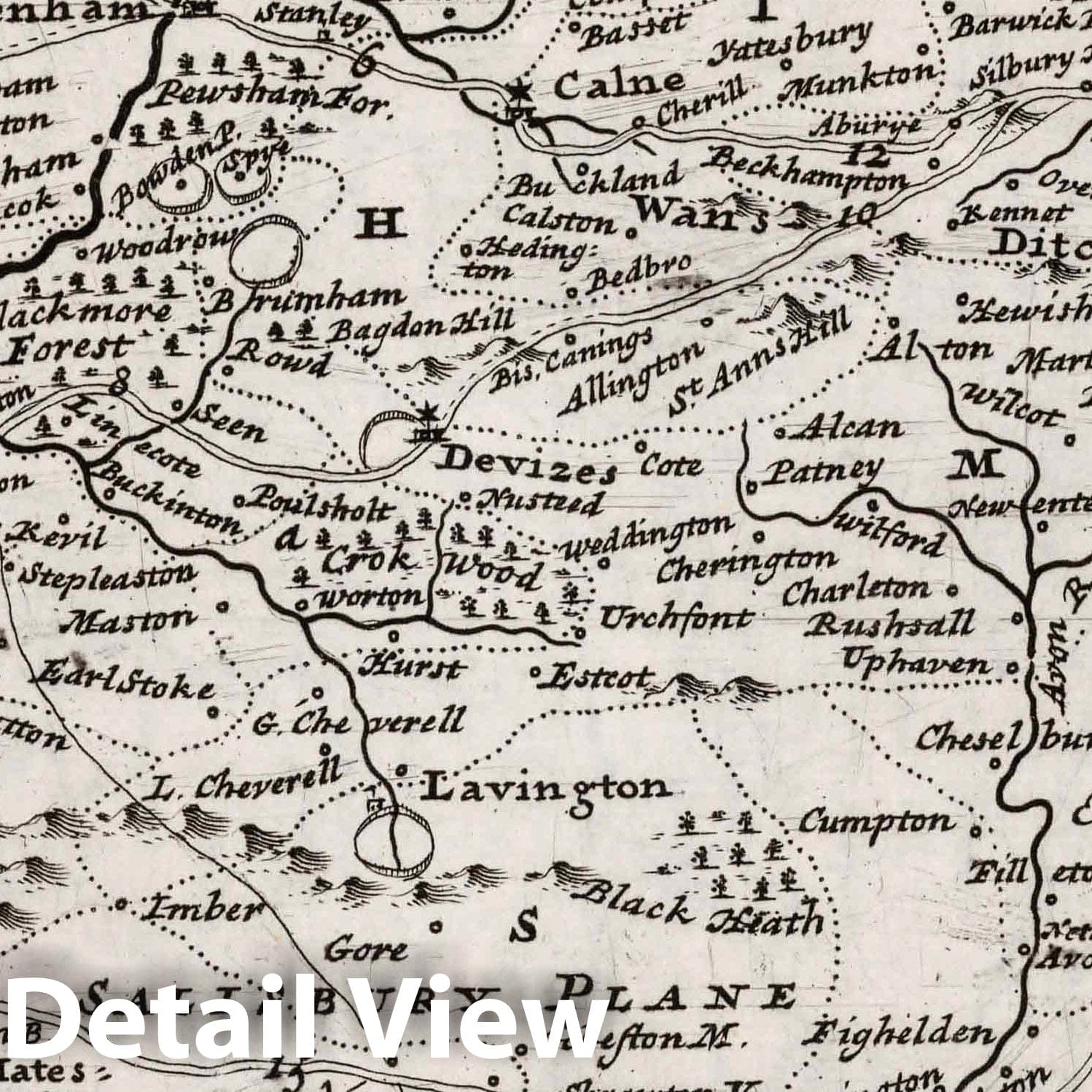 Wiltshire, England - Road Map, 1724 by Herman Moll