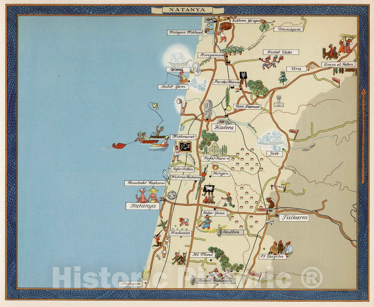 Historic Map : Natanya 1957 - Vintage Wall Art