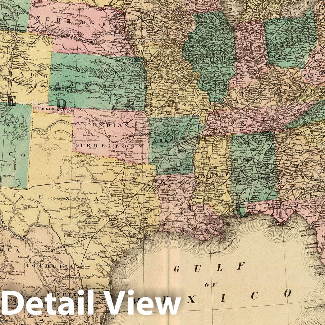 United States, Canada, Mexico, and West Indies - Railroad Map, 1875