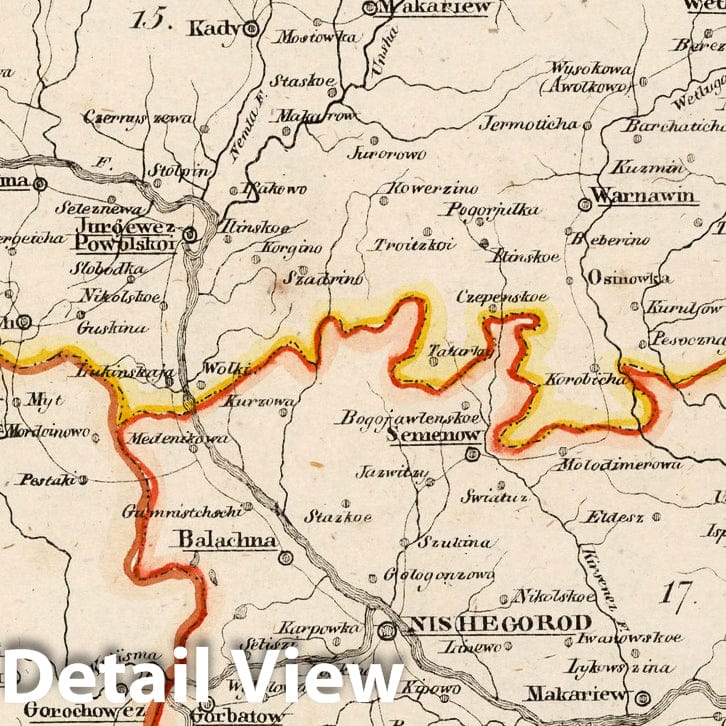 Kostroma and Nizhny Novgorod, Russia 1829 Historical Map Print