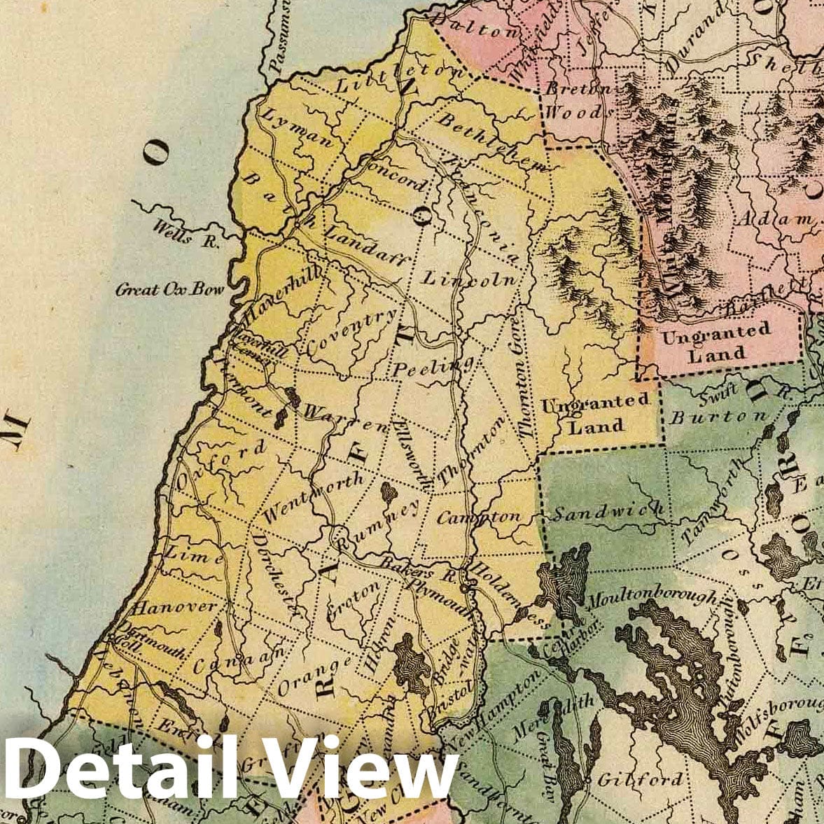 New Hampshire - River Map, 1823 - Historical Map Print