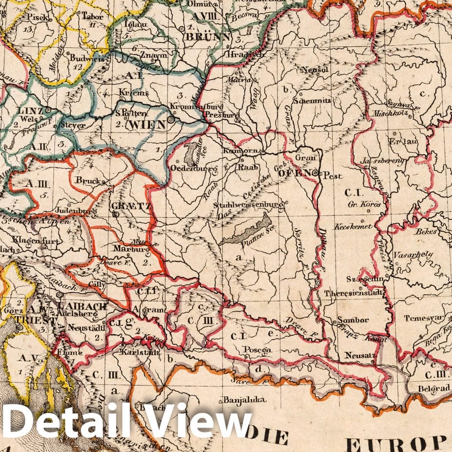 Austria, 1828 - Historical Map Print