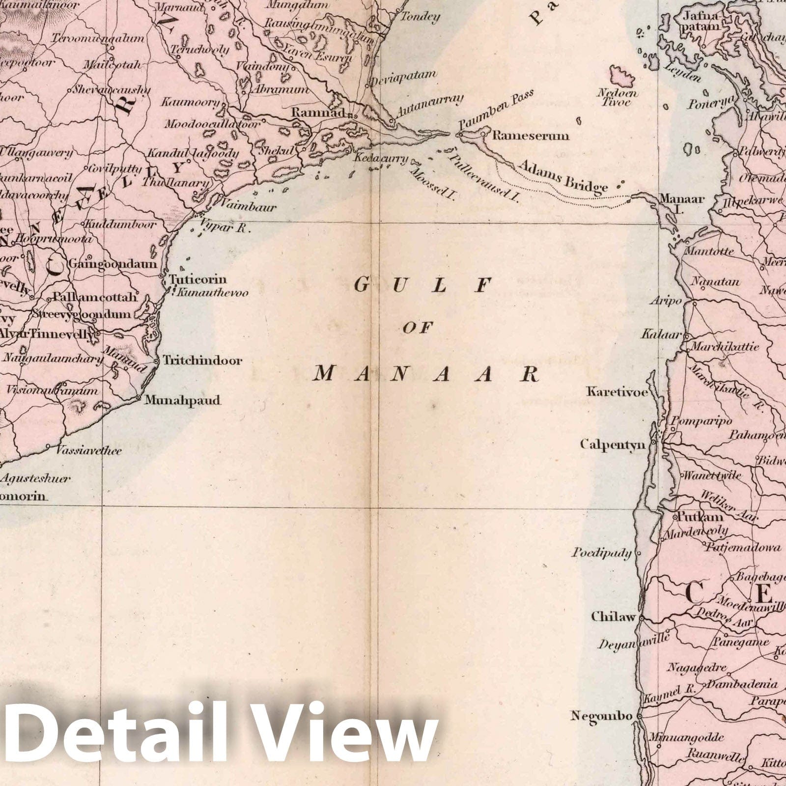 India and Sri Lanka - Railroad Map, 1856 - Hand-Colored Historical Map Print