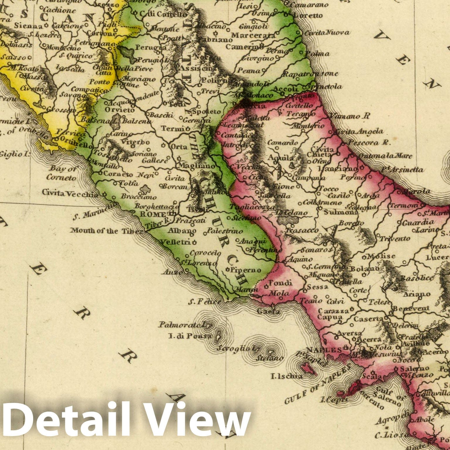 Italy, 1822 - Historical Map Print from Lucas Atlas
