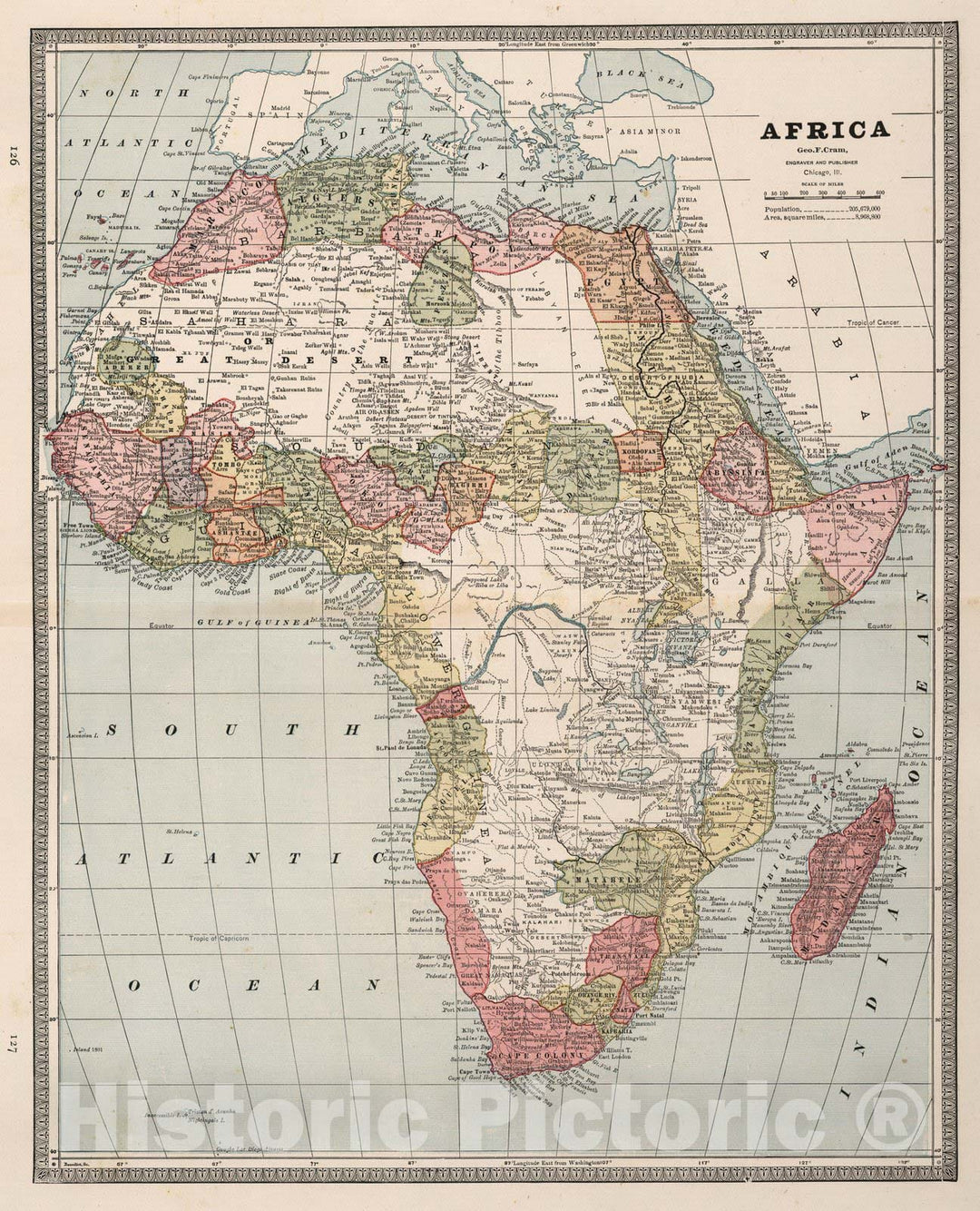 Historic Map : World Atlas Map, Africa. 1883 - Vintage Wall Art