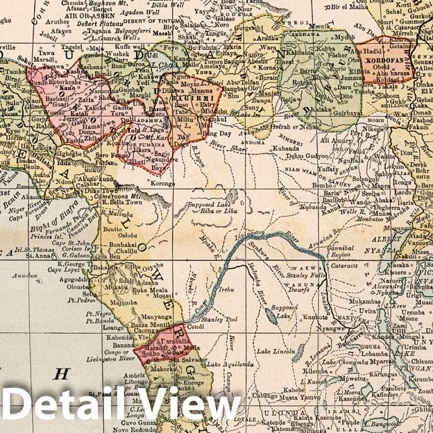 Historic Map : World Atlas Map, Africa. 1883 - Vintage Wall Art