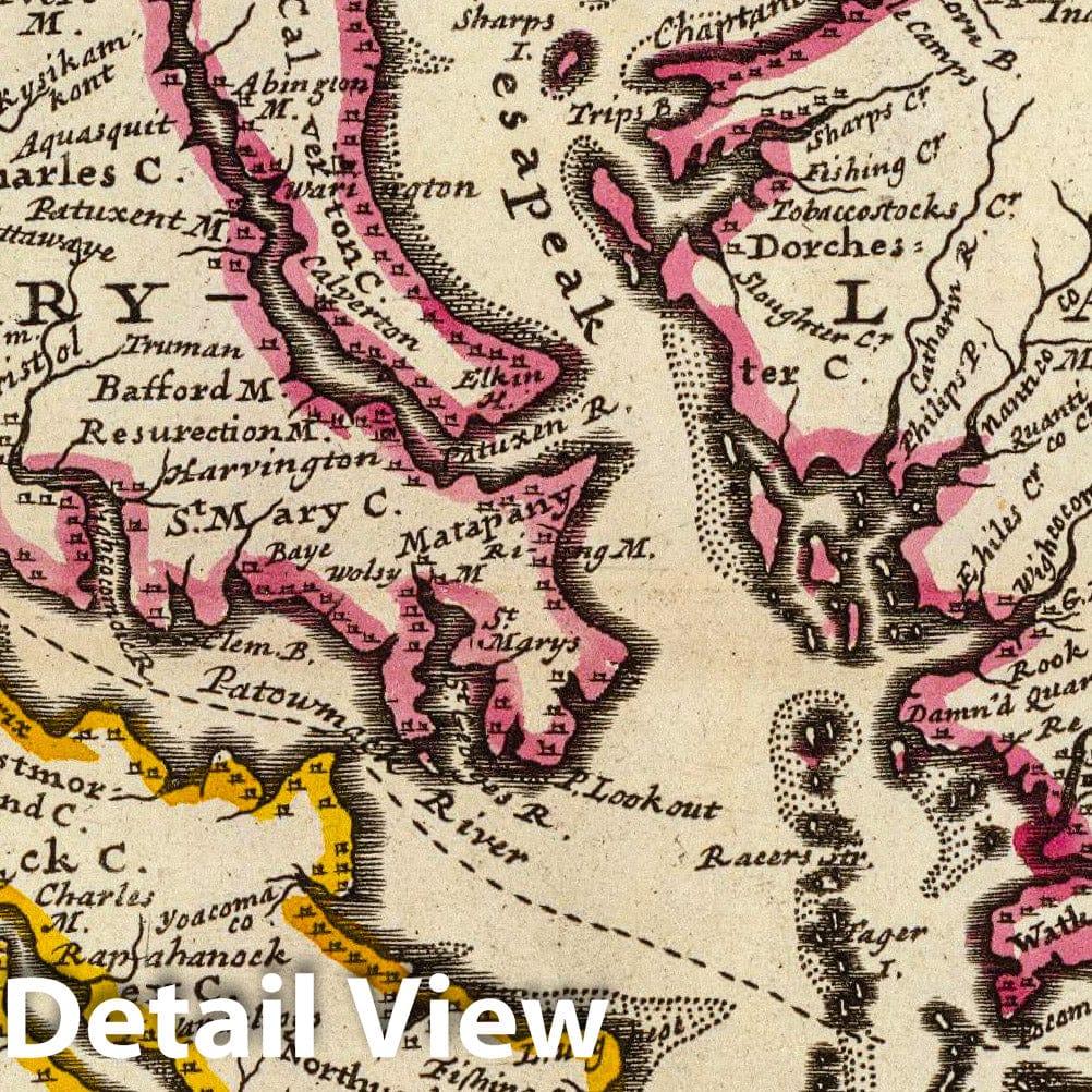 Maryland and Virginia - River Map, 1736 - Herman Moll Atlas Plate