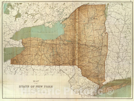 Historic Map : State Atlas Map, New York. 1895 - Vintage Wall Art
