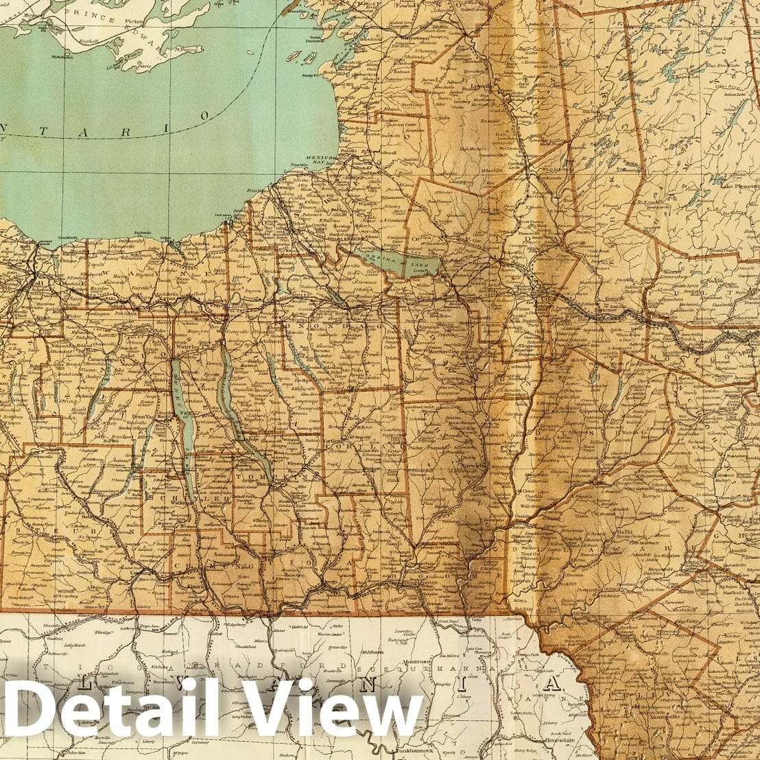 New York - Railroad Map, 1895 - Historical Map Print