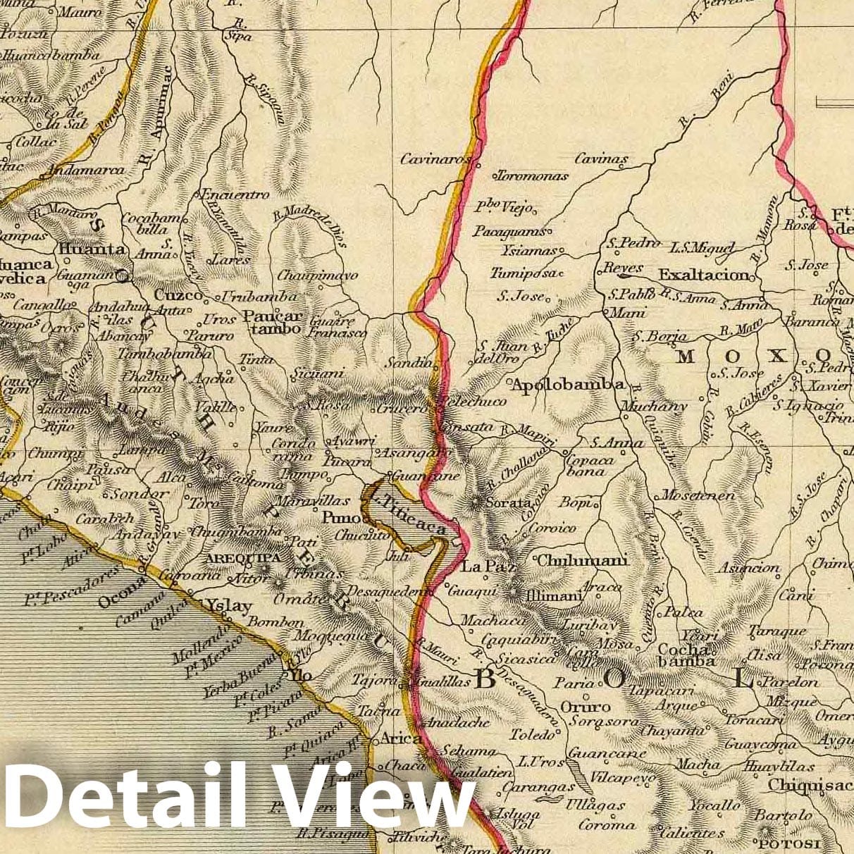 Peru and Bolivia, 1851 - Historical Map Print