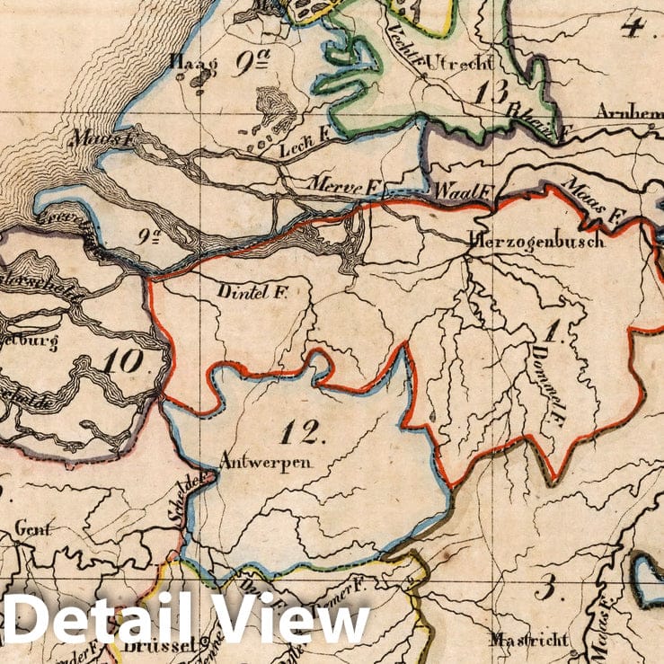 Netherlands, 1825 - Historical Map Print