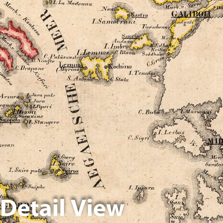 Turkey - Ottoman Empire 1825 Historical Map Print