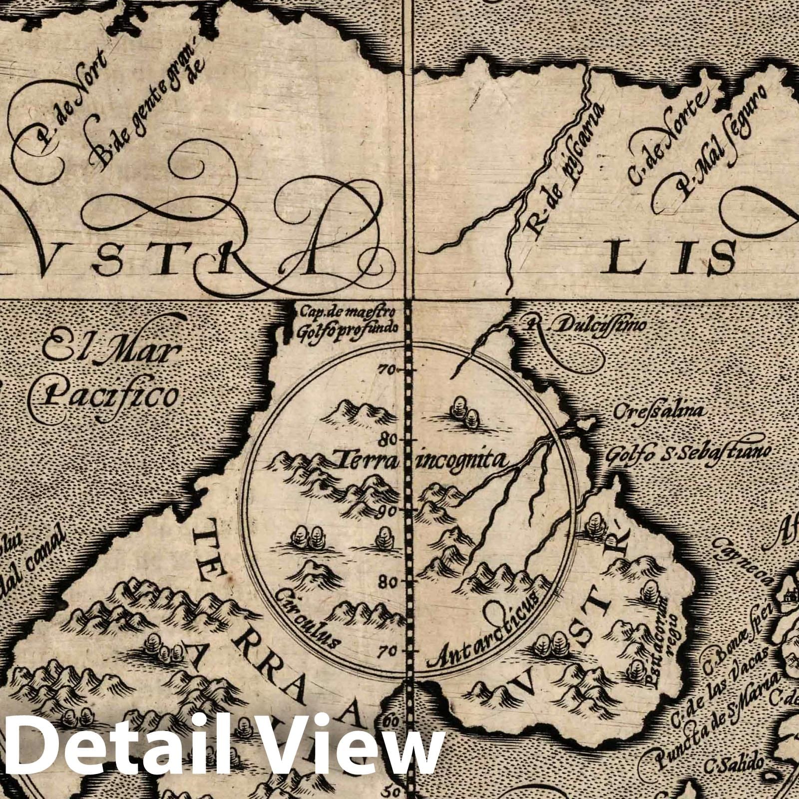 Patagonia and Straits of Magellan, 1600 - Historical Map Print