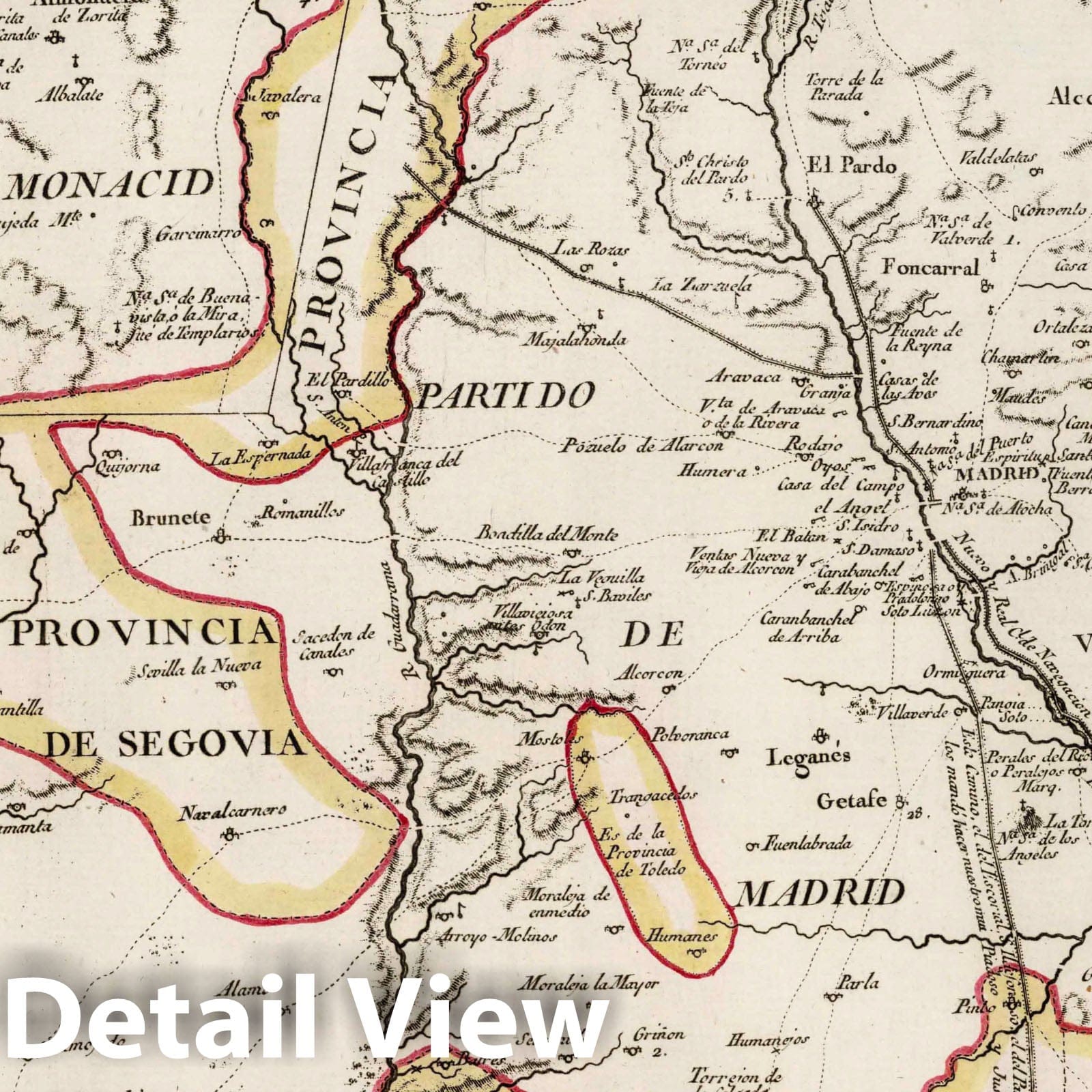 Madrid Province, Spain - Road Map, 1773 - Historical Map Reproduction