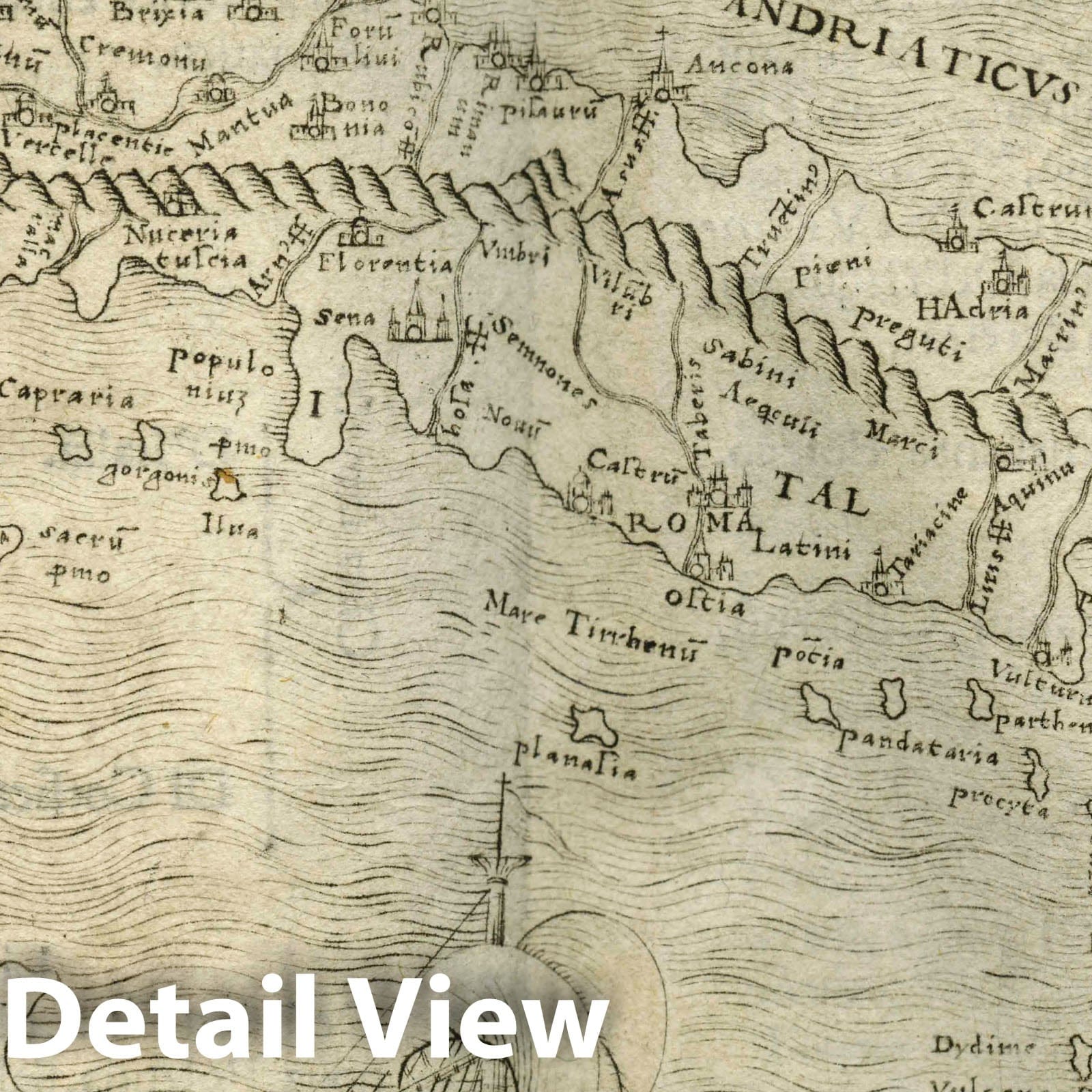 Italy - Route Map, 1548 - Ptolemy Atlas Historical Map Print