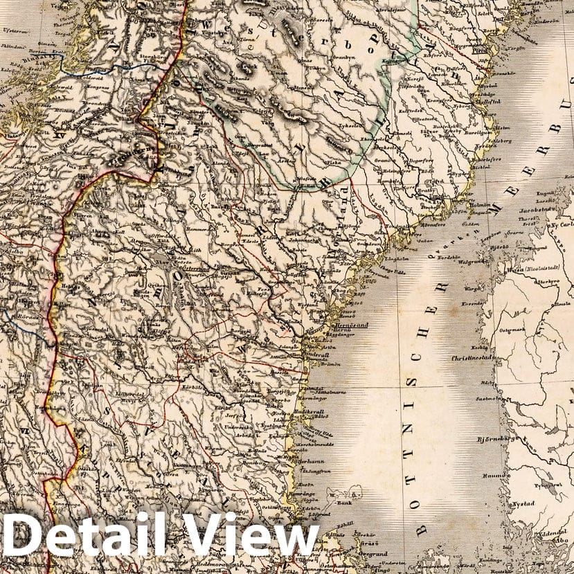 Historic Map : Sweden,Schweden und Norwegen 1866 , Vintage Wall Art