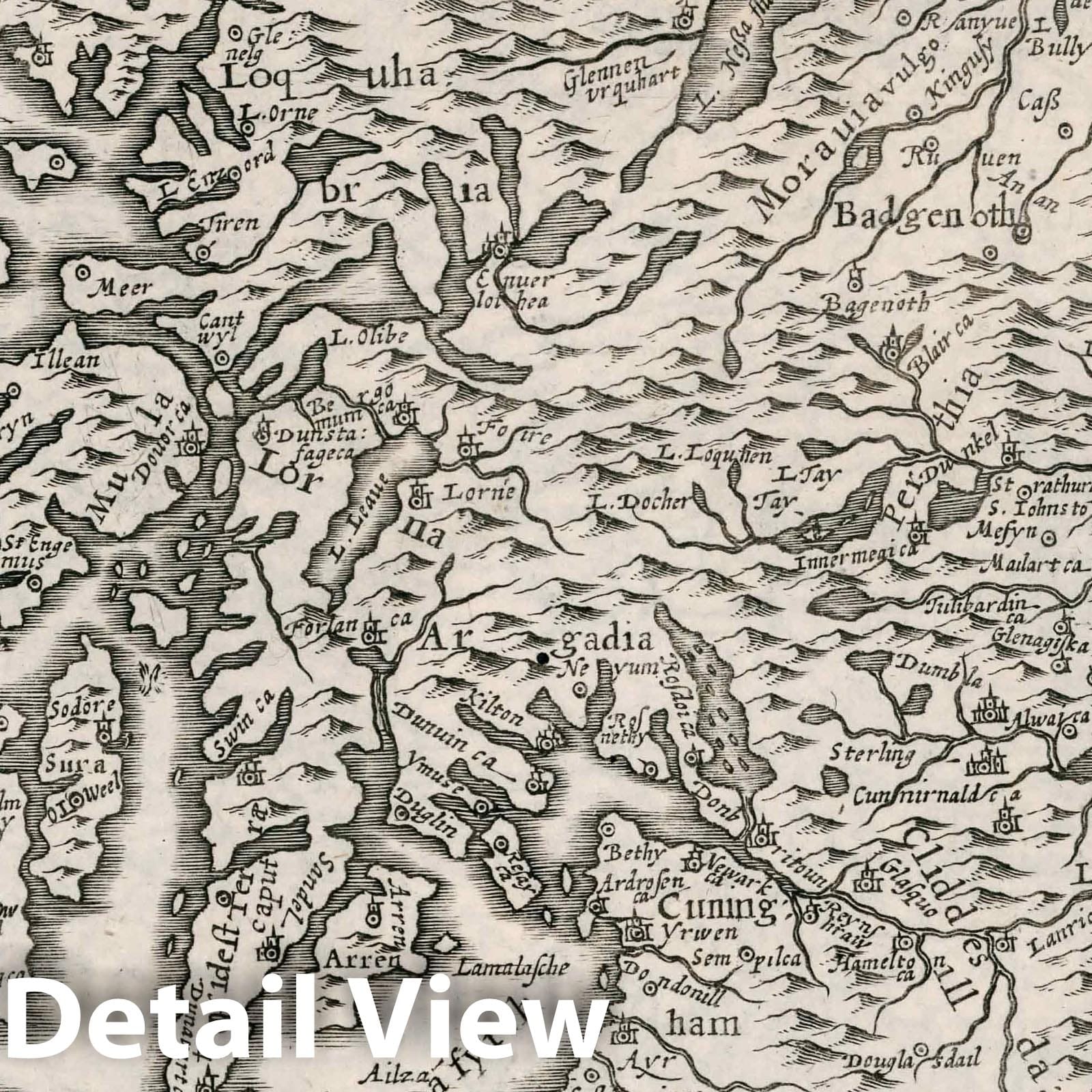 Scotland, Southern Part - River Map, 1636 - Historical Map Print