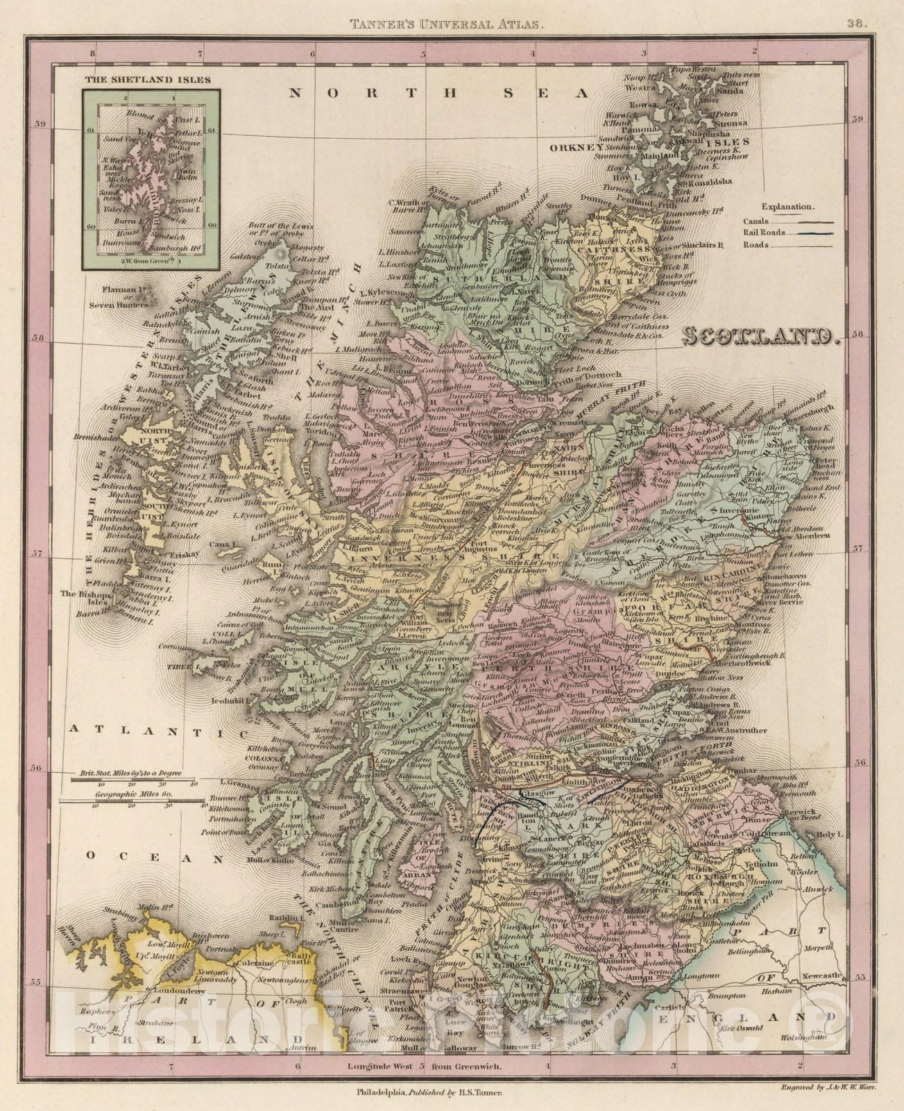 Scotland with Shetland Isles, 1836 - Historical Map Print