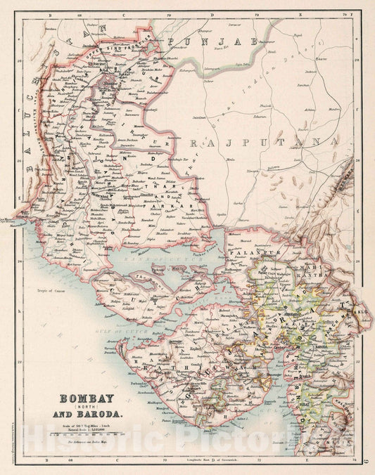 Historic Map : 9: Bombay (North) and Baroda 1894 - Vintage Wall Art