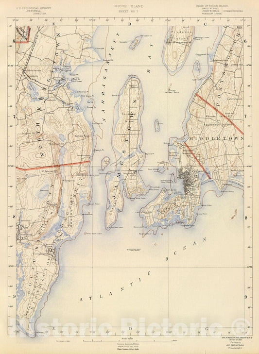 Historic Map : State Atlas Map, R.I. sheet 7. 1891 - Vintage Wall Art