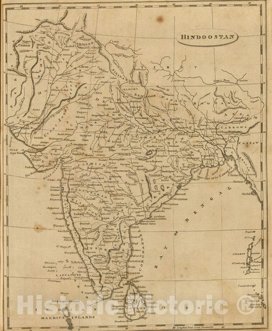 Historic Map : World Atlas Map, Hindoostan. 1812 - Vintage Wall Art