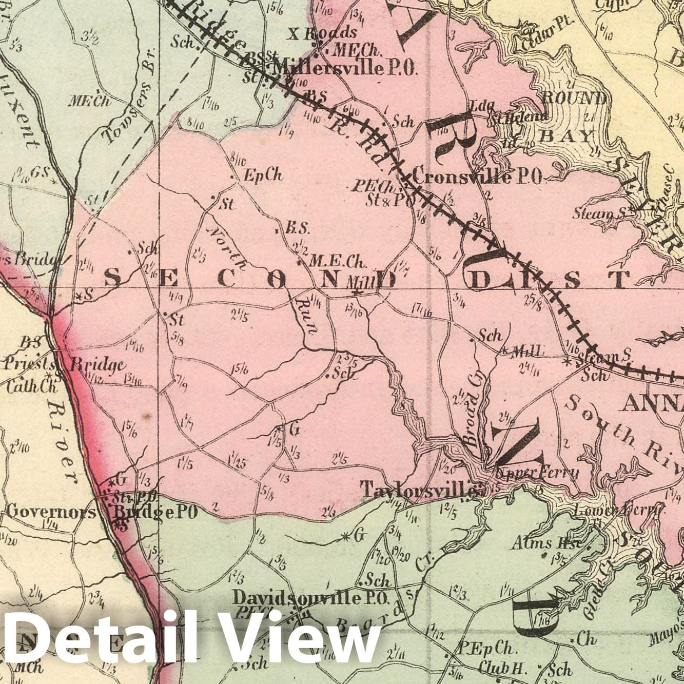 Historic Map : State Atlas Map, Anne Arundel. 1866 - Vintage Wall Art