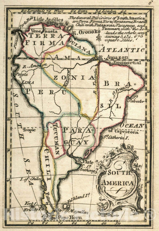 Historic Map : World Atlas Map, South America 1758 - Vintage Wall Art
