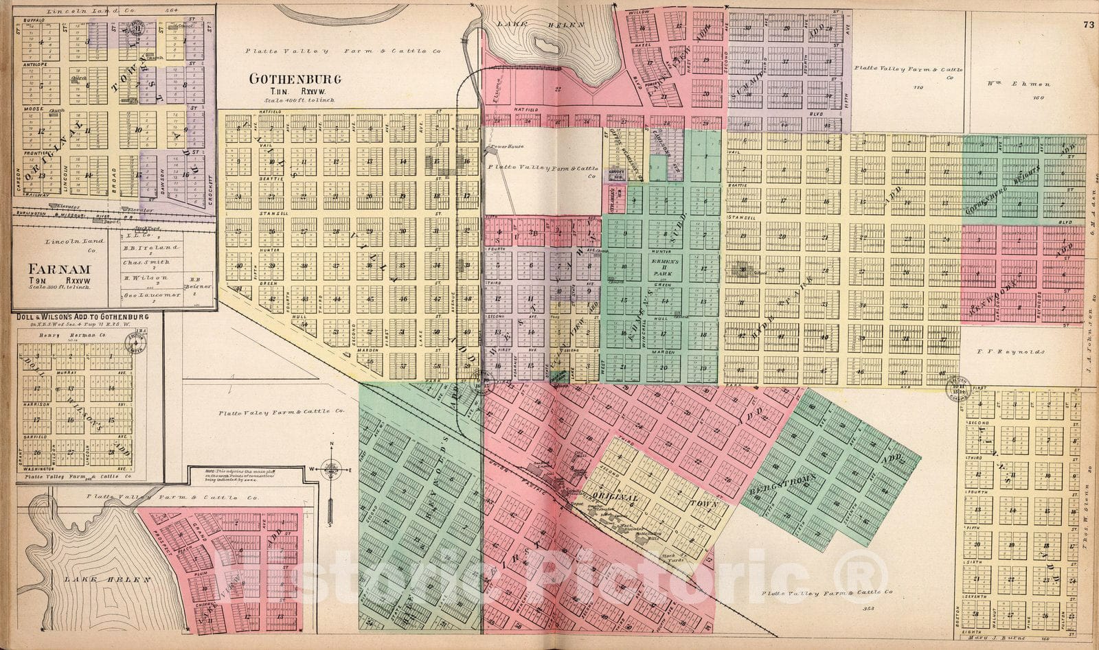 Historic Map : Dawson County Nebraska, County Atlas Map, Gothenburg. Farnam. 1904 - Vintage Wall Art
