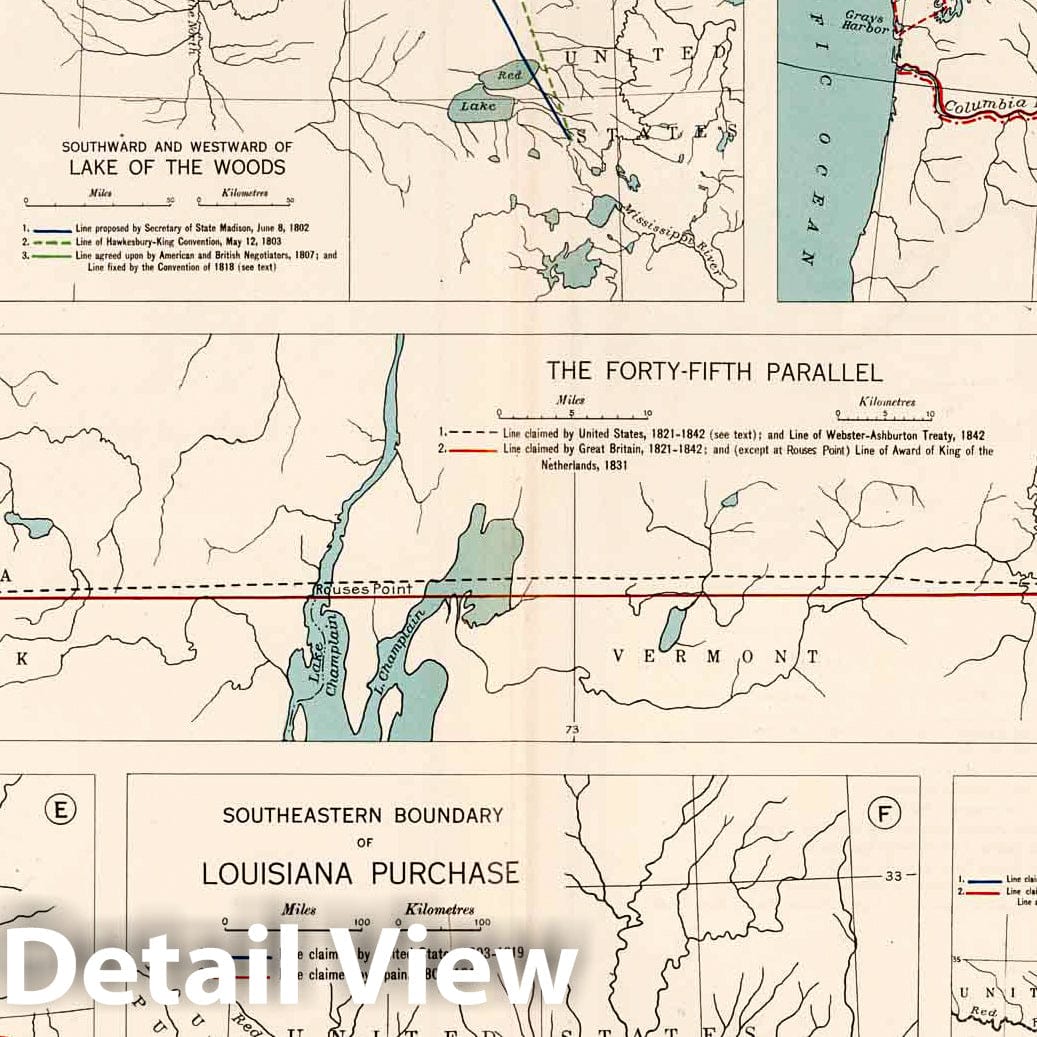 International Boundary Disputes of the United States - Plate 93, 1932 Historical Map Print