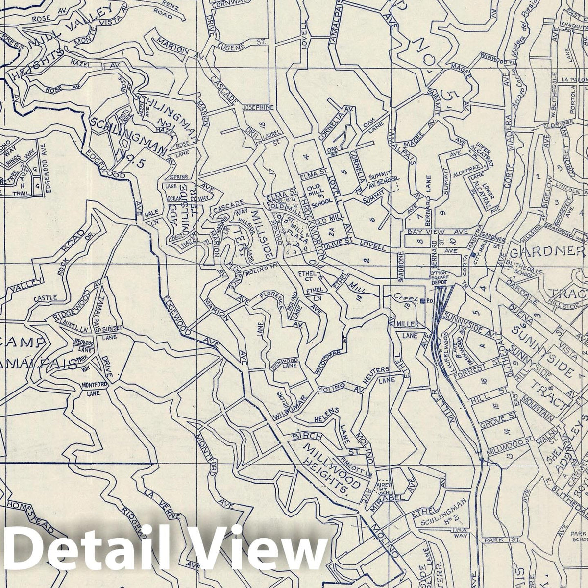Mill Valley, Marin County, California - Road Map, 1938 - Thomas Bros. Atlas