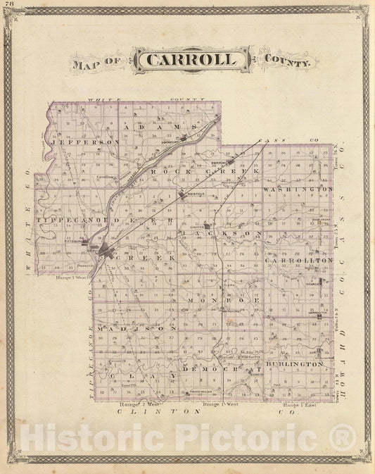 Historic Map : Map of Carroll County, 1876 - Vintage Wall Art