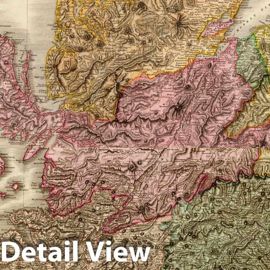 Scotland & Shetland Islands Historical Map Print, 1811