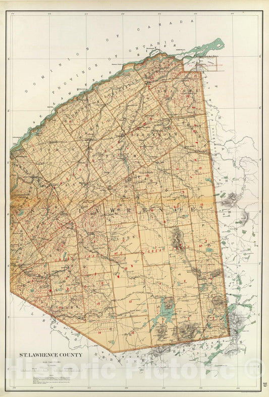 Historic Map : State Atlas Map, St. Lawrence County. 1895 - Vintage Wall Art