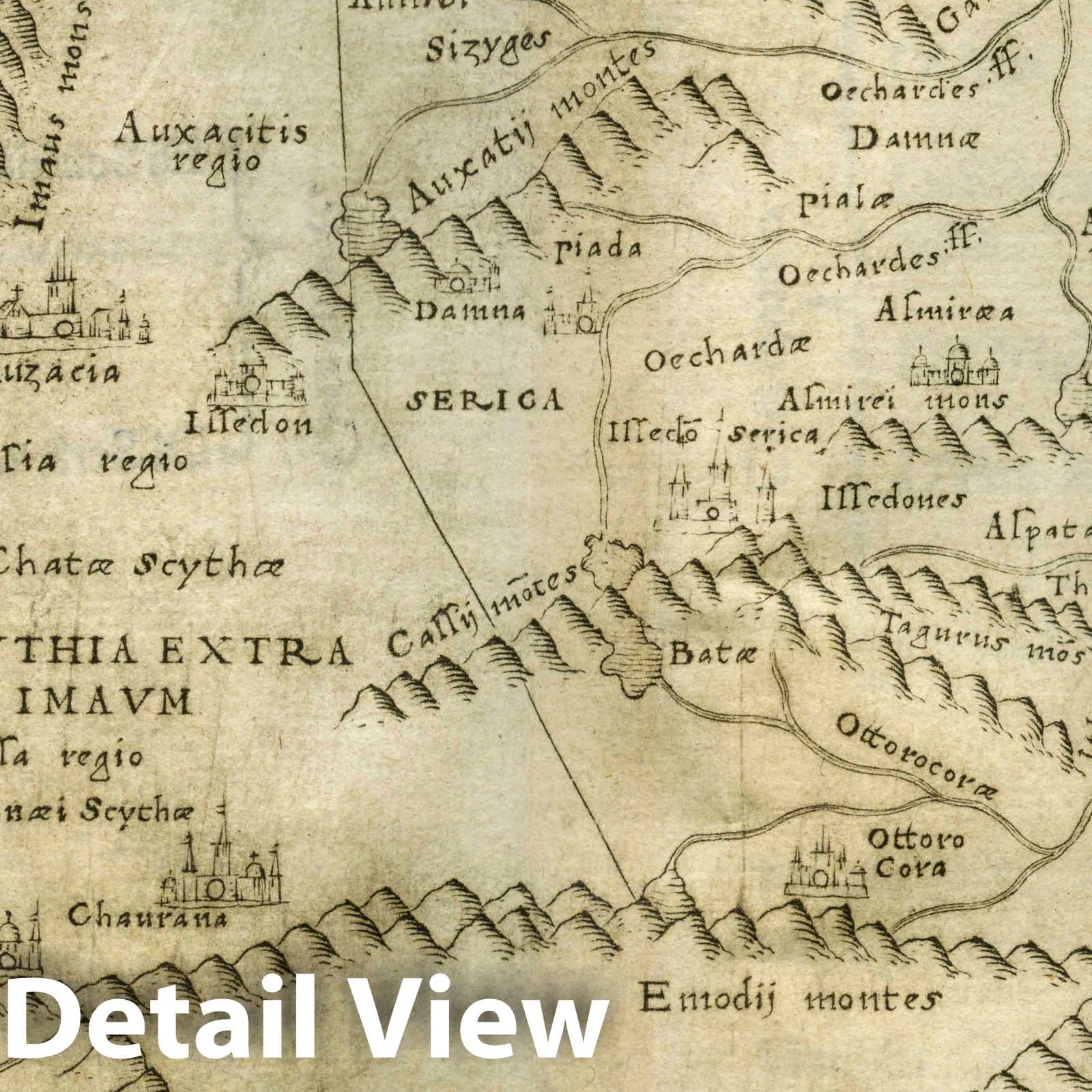 Central Asia and India - Route Map, 1548 - Ptolemy Historical Map Print