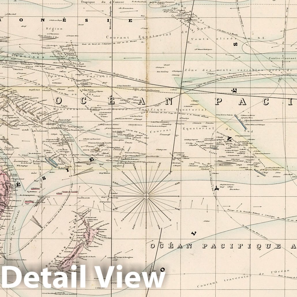 Oceania - Road Map, 1864 - Historical Map Print
