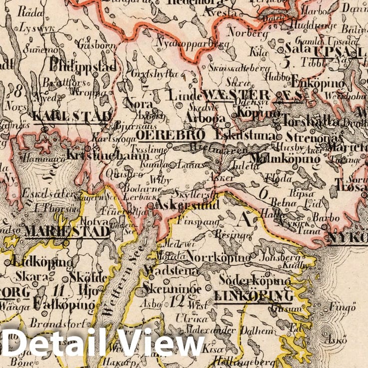 Sweden Boundary Map 1825 - Hand-Colored Historical Map Print