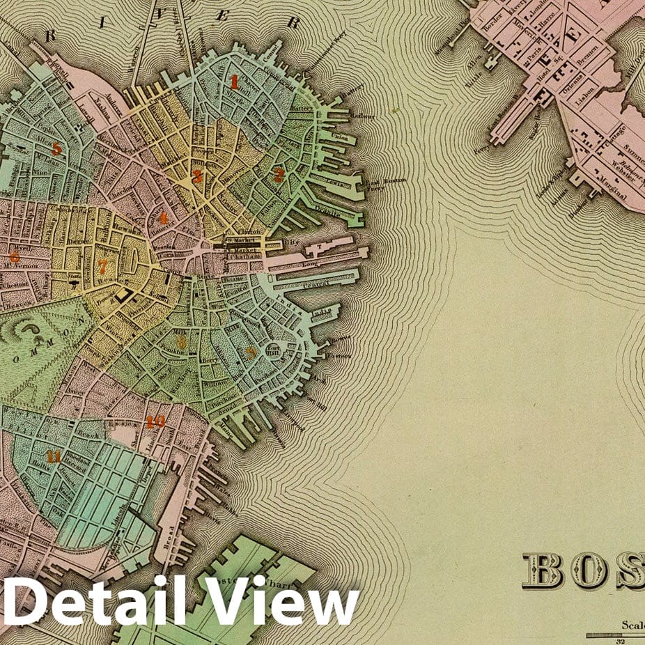 Historic Map : Boston. 1838 - Vintage Wall Art
