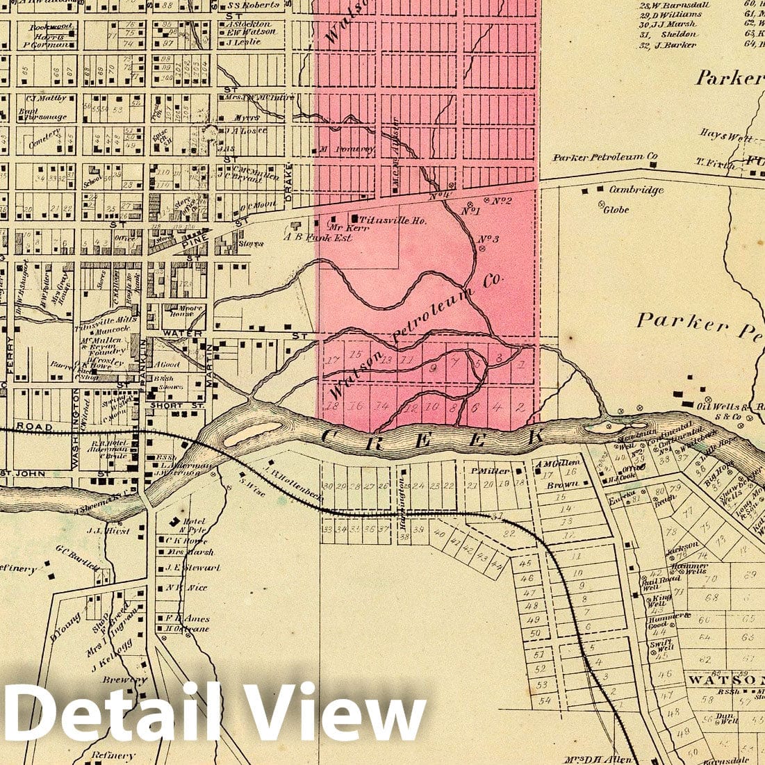 Titusville, Pennsylvania 1865 Historical Map Print