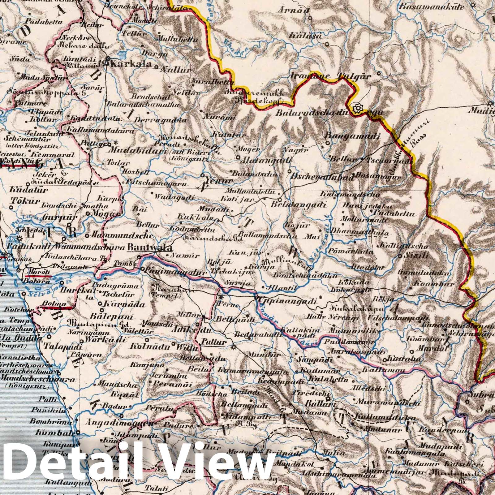 South Kanara, India 1859 Historical Map Print