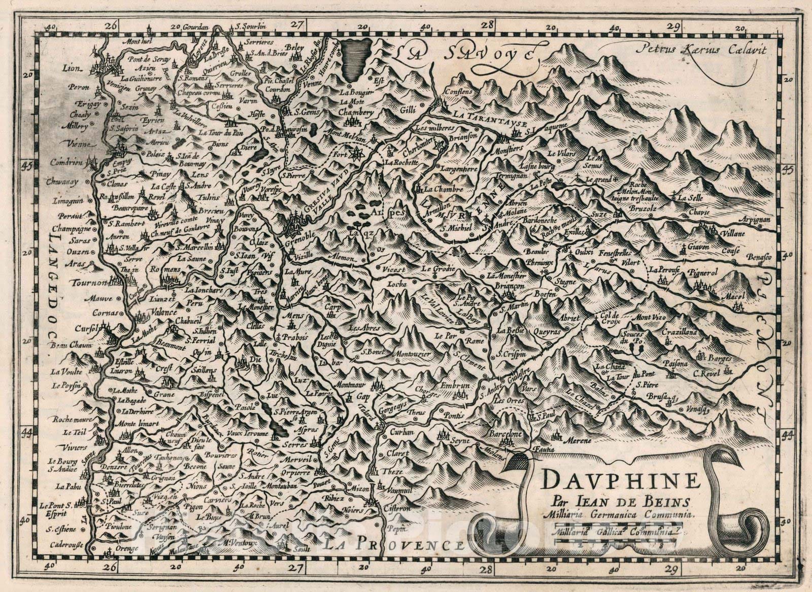Dauphine - River Map, 1636 - Historical Map Print