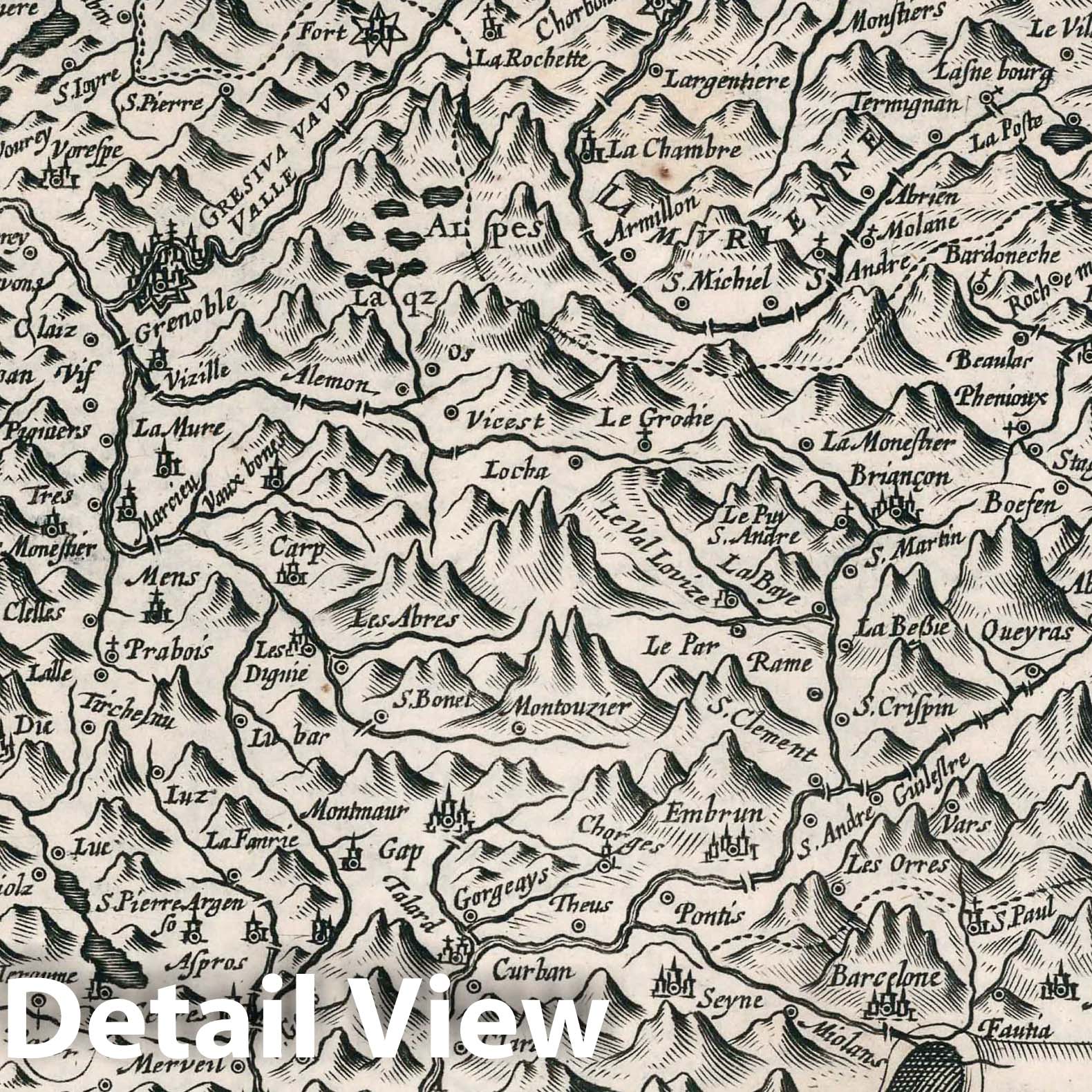 Dauphine - River Map, 1636 - Historical Map Print