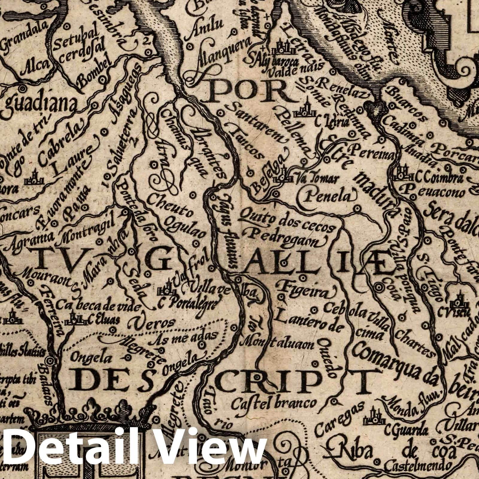 Portugal, 1600 - Historical Map Print from Quad's Geographisch Handtbuch