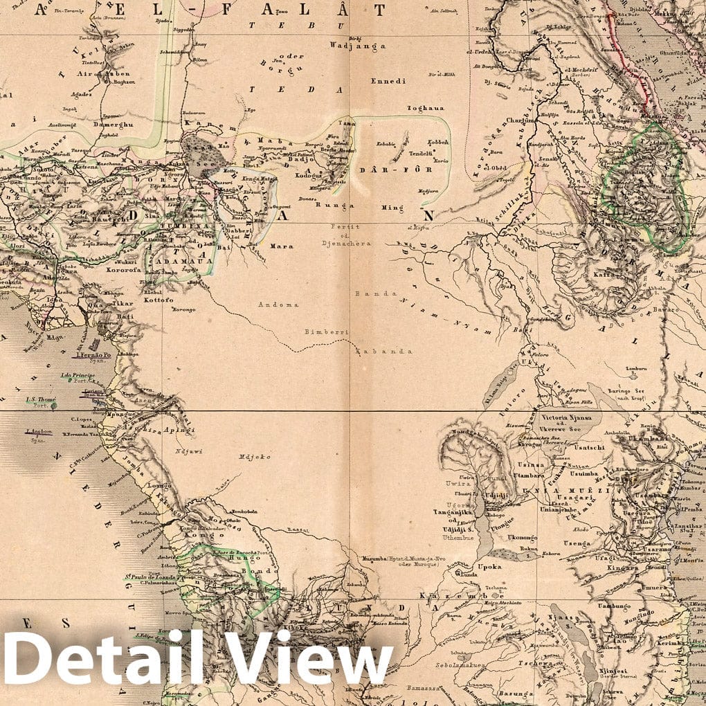 Africa - Road Map, 1866 - Historical Map Print