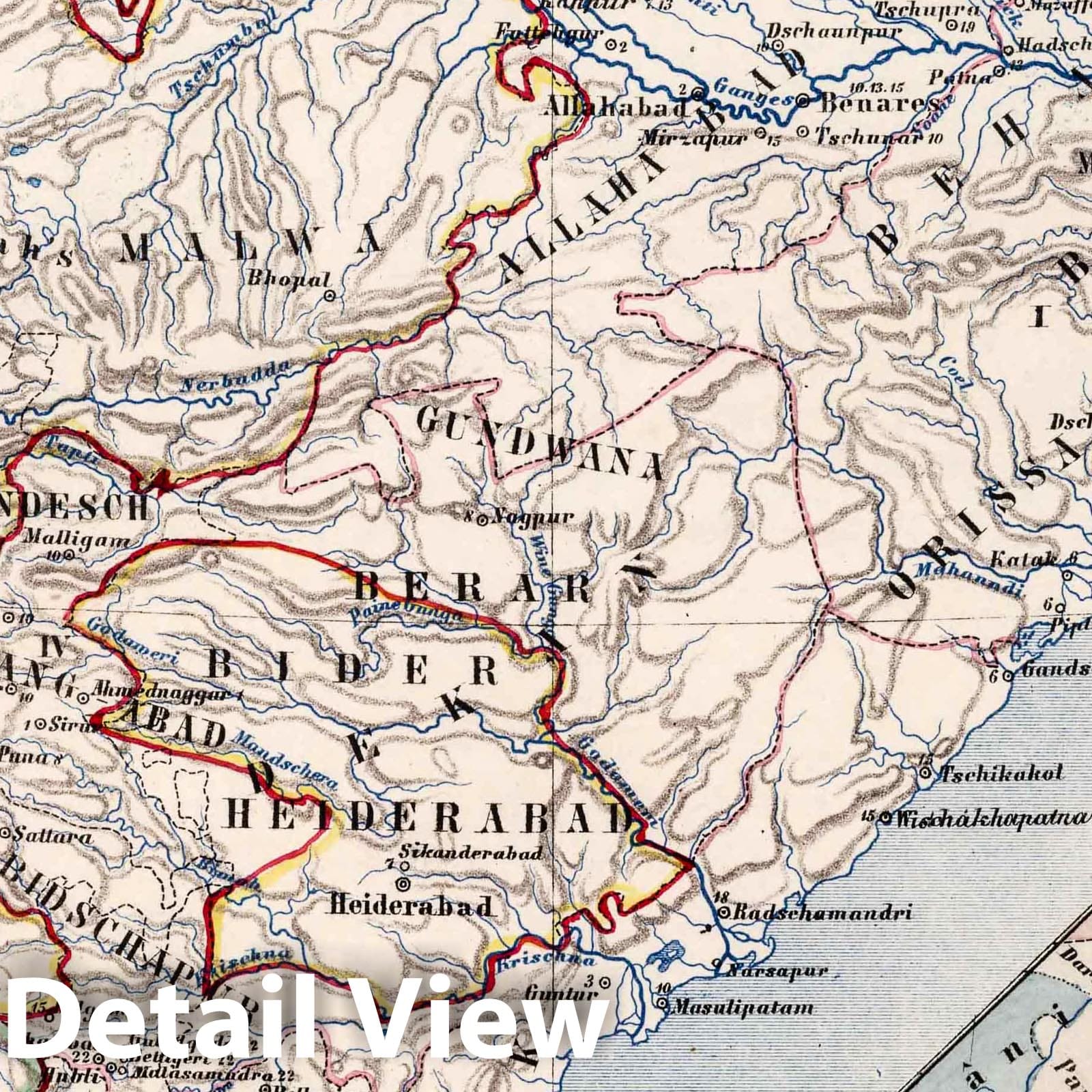 India, 1859 - Historical Map Print from Missions Atlas